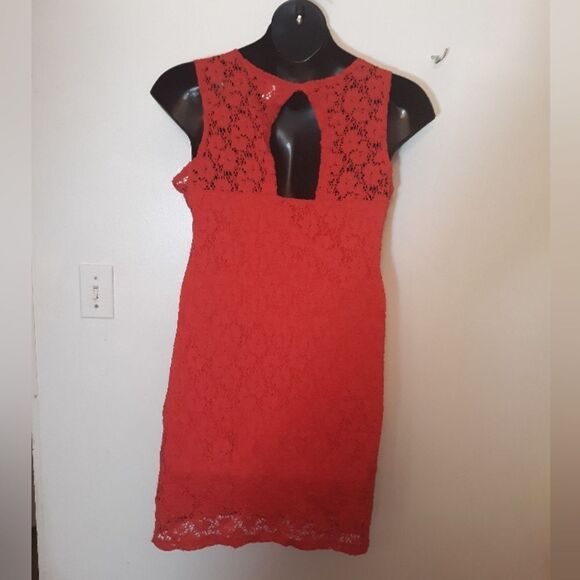Dots red lace sleeveless dress - Picture 5 of 5